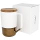 Tazza Tahoe da tè o caffè in ceramica con coperchio in legno